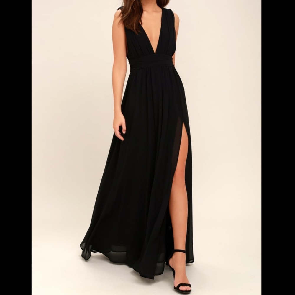 Lulu’s - black plunge maxi dress